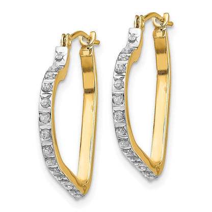 14k Yellow Gold Diamond Fascination Heart Hoop Earrings Gift for Women