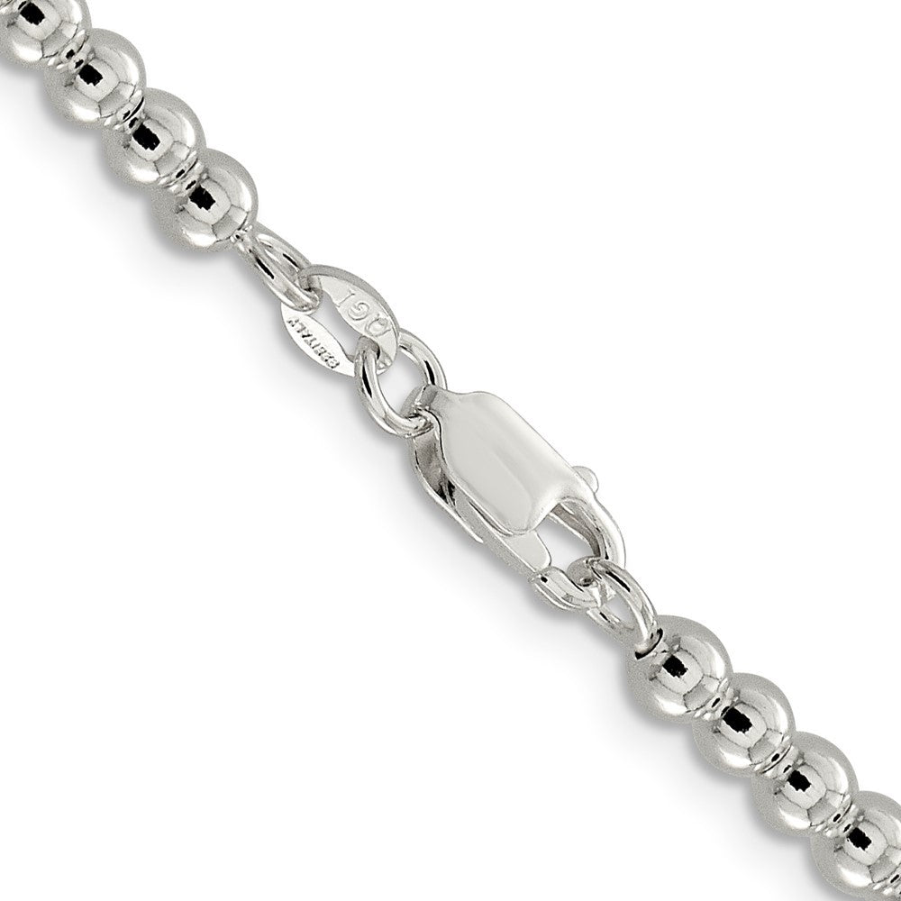 Sterling Silver 4mm Beads on Box Chain Necklace