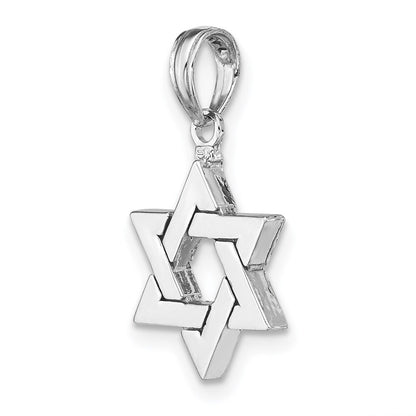 14k White Gold Polished Star of David Pendant for Women