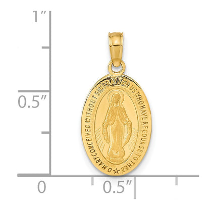 14k Yellow Gold Miraculous Medal Pendant for Women
