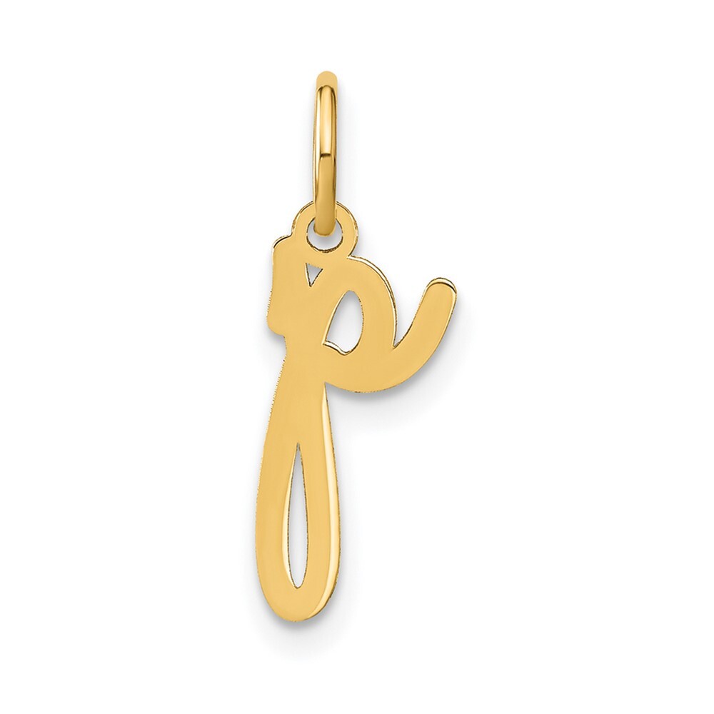 14k Yellow Gold Lower case Letter P Initial Charm Pendant for Women