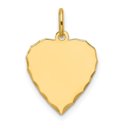 14k Yellow Gold Etched .013 Gauge Engravable Heart Disc Charm Pendant for Women
