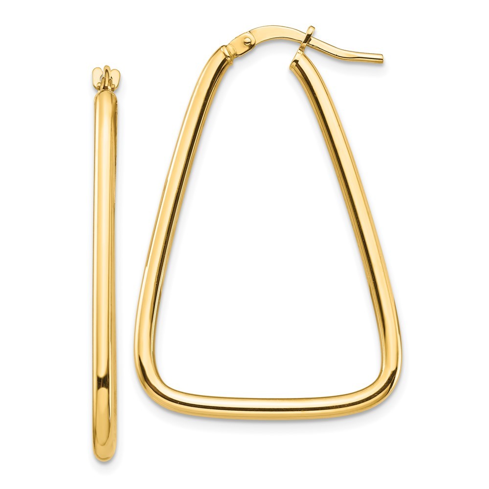14k Yellow Gold 2mm Polished Triangle Hoop Earrings