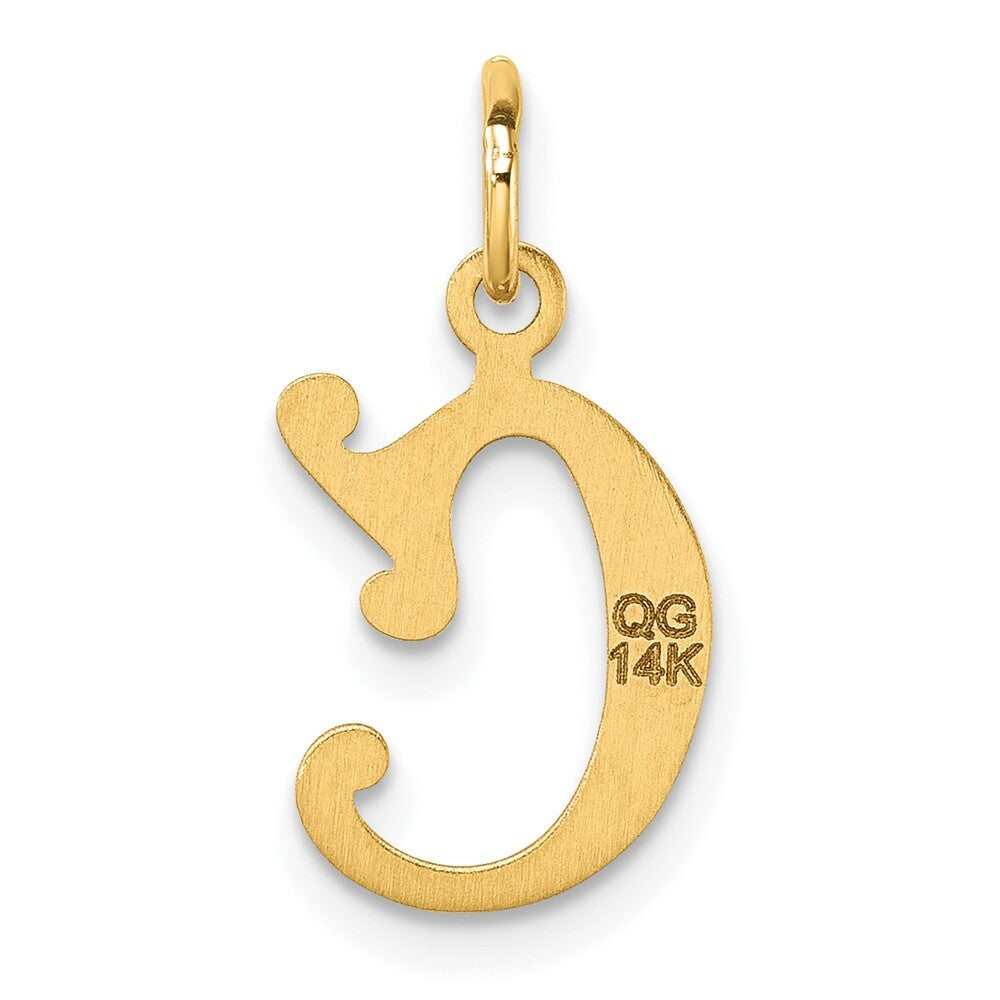14k Yellow Gold Diamond-cut Letter C Initial Charm Pendant for Women