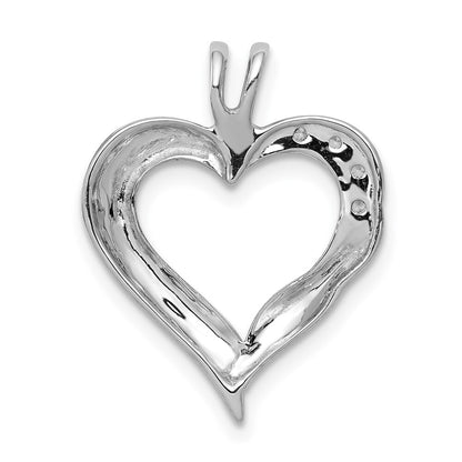 14k White Gold Diamond Fancy Heart Pendant for Women