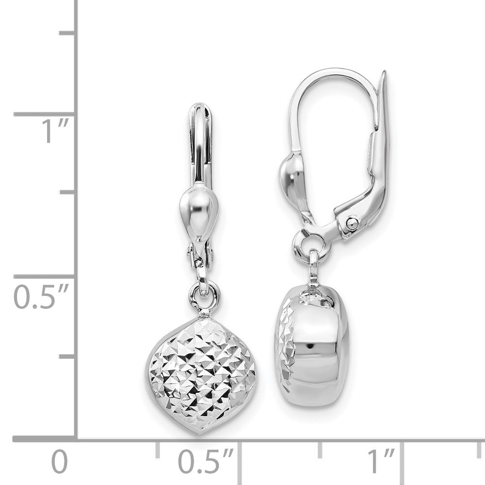 14k White Gold Polished Diamond-Cut Drop Dangle Earrings