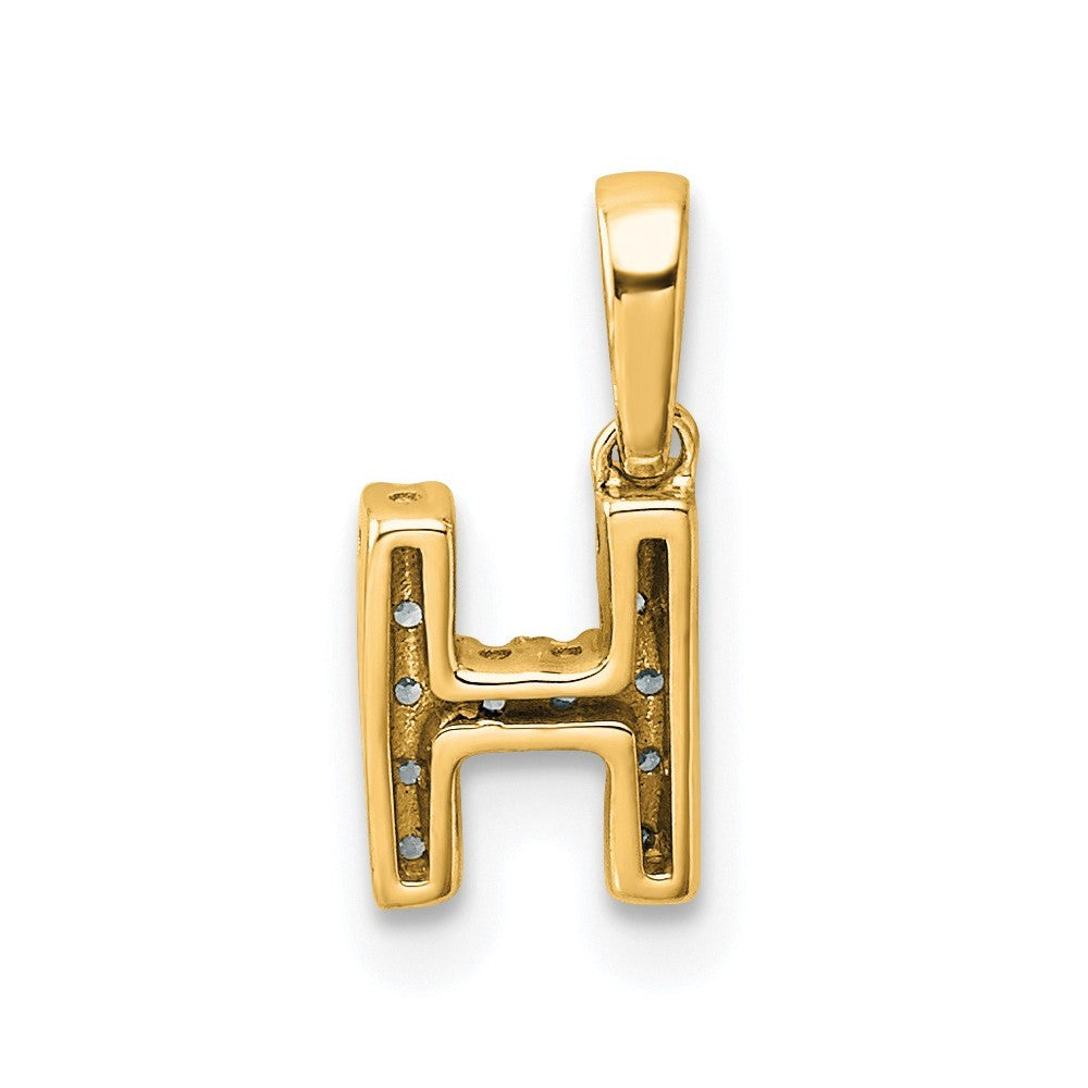 14k Yellow Gold  Diamond Letter H Initial with Bail Pendant