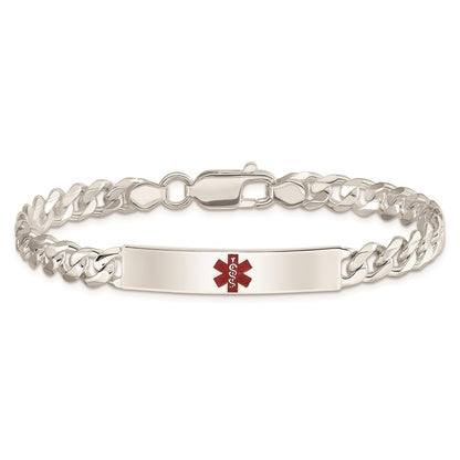 Sterling Silver Polished Medical Curb Link ID Bracelet