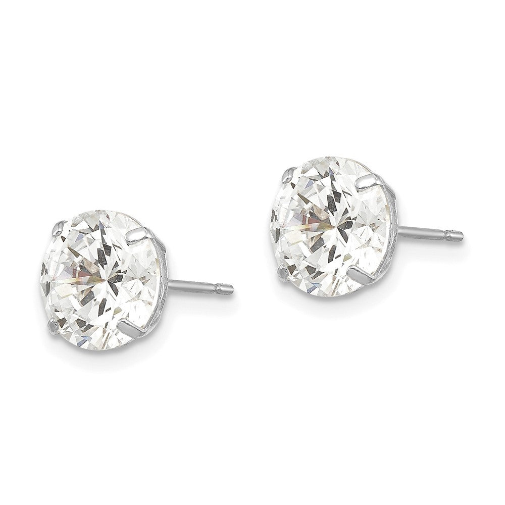 14k White Gold 8mm Round CZ Earrings