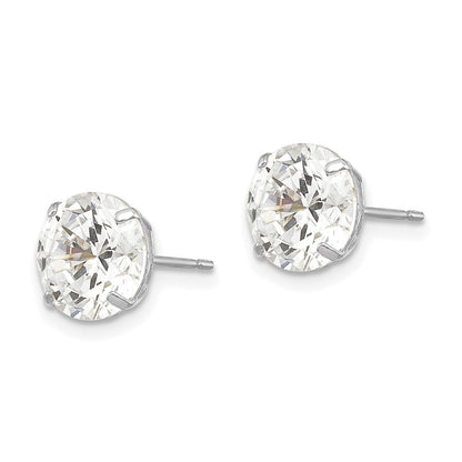 14k White Gold 8mm Round CZ Earrings