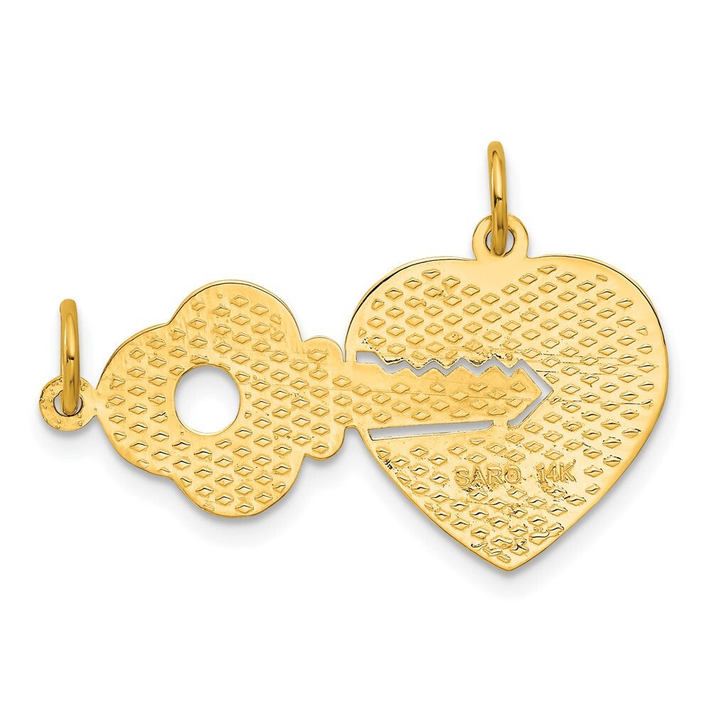 14k Yellow Gold Polished 2 Piece Break Apart HE WHO HOLDS THE KEY Charm Pendants
