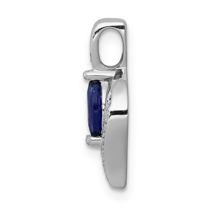 14k White Gold Diamond and .29 Marquise Sapphire Chain Slide