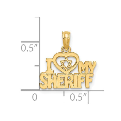 14k Yellow Gold I HEART MY SHERIFF Charm