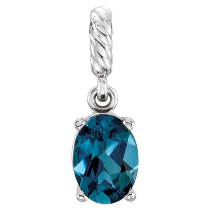 14k White Gold Natural London Blue Topaz Rope Pendant Fine Jewelry Gift for Her