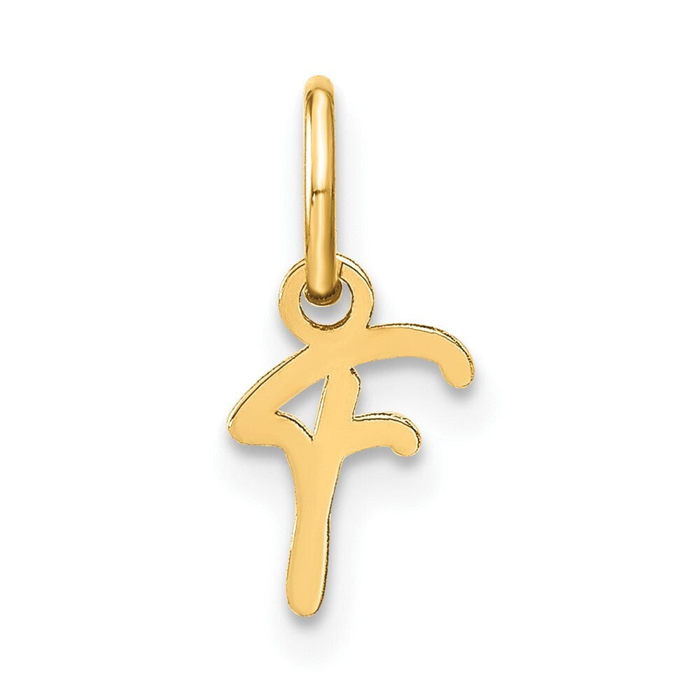 14k Yellow Gold Upper case Letter F Initial Charm Pendant for Women