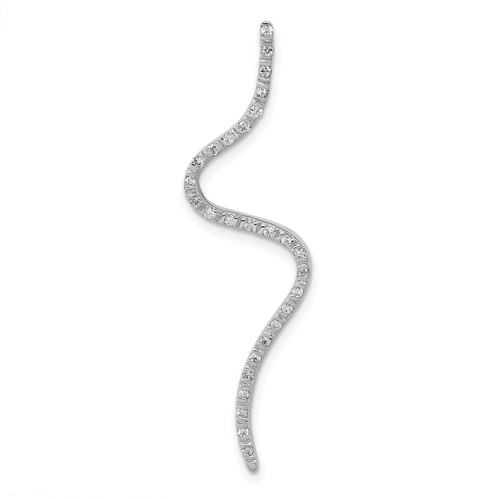14k White Gold Fancy 1/6ct. Diamond Curved Line Chain Slide Pendant for Women