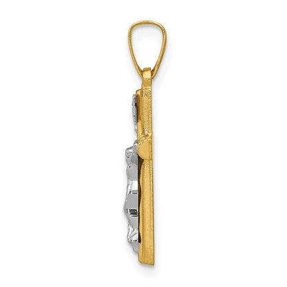 14k Two-tone Gold INRI Hollow Crucifix Pendant for Women
