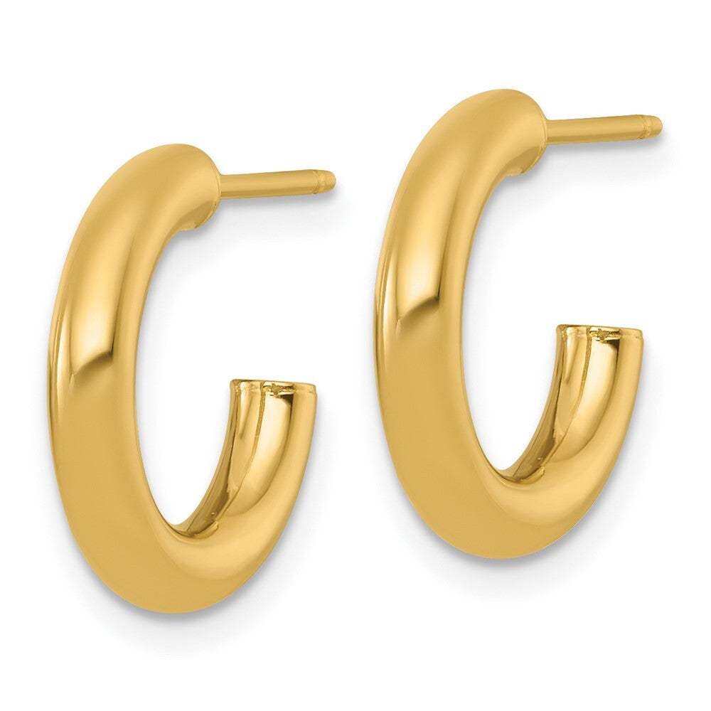 14k Yellow Gold Polished 3.0 x 16mm Tube C-Hoop Earrings Gift for Women