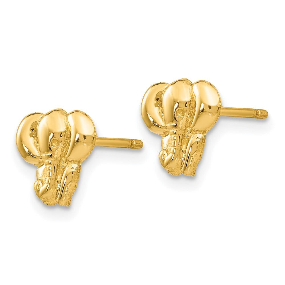 14k Yellow Gold Elephant Stud Earrings Gift for Women