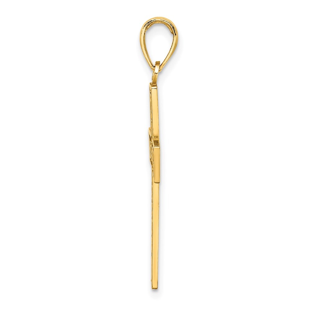 14k Yellow Gold  I LOVE JESUS  Cross w/ Hearts Charm