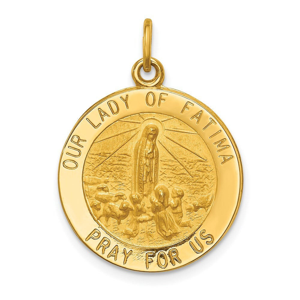 14k Yellow Gold Our Lady of Fatima Medal Pendant for Women