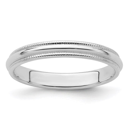 Sterling Silver 3mm Half Round Milgrain Size 11 Band Ring