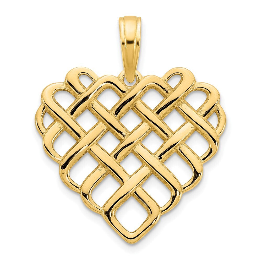 14k Yellow Gold Fancy Heart Pendant for Women