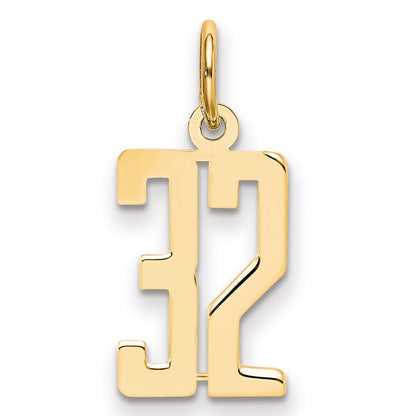 14k Yellow Gold Small Elongated Number 32 Charm Pendant for Women