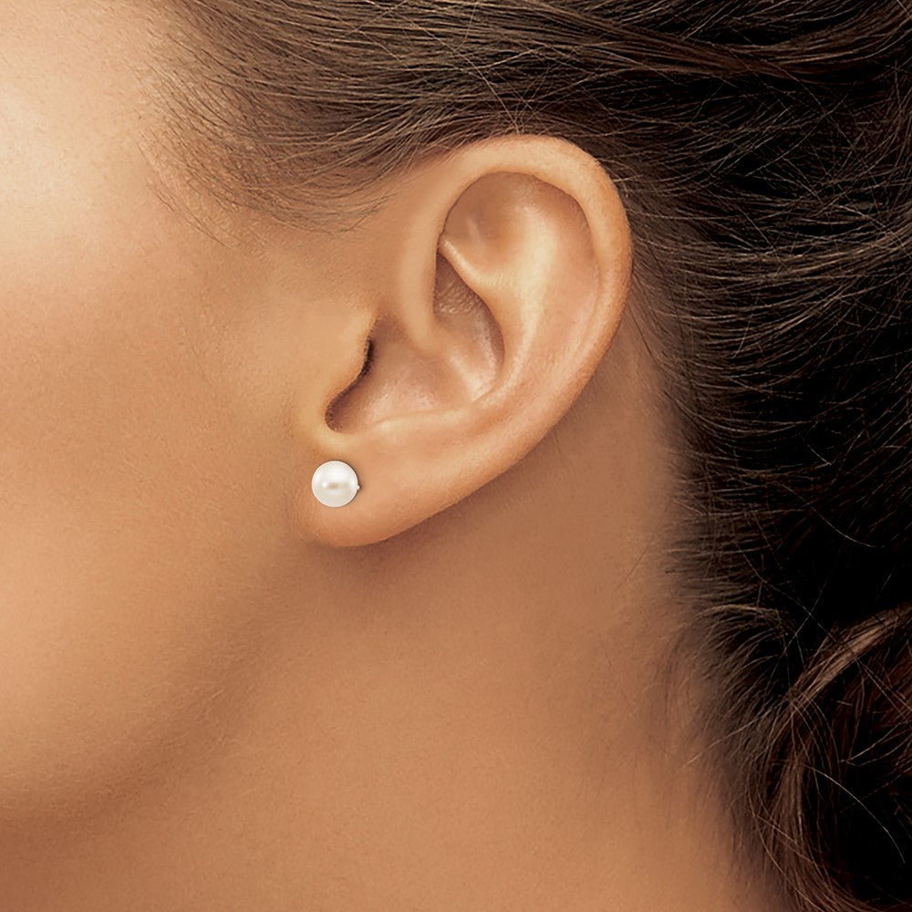 14k White Gold 6-7mm White Round Akoya Saltwater Cultured Pearl Earrings