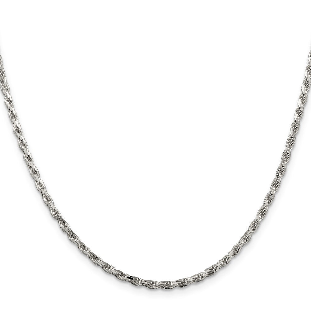 Sterling Silver 2.5mm Diamond-cut Rope Chain Necklace