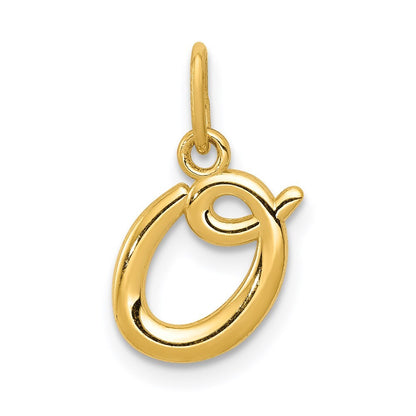 14k Yellow Gold Letter O Initial Charm Pendant for Women