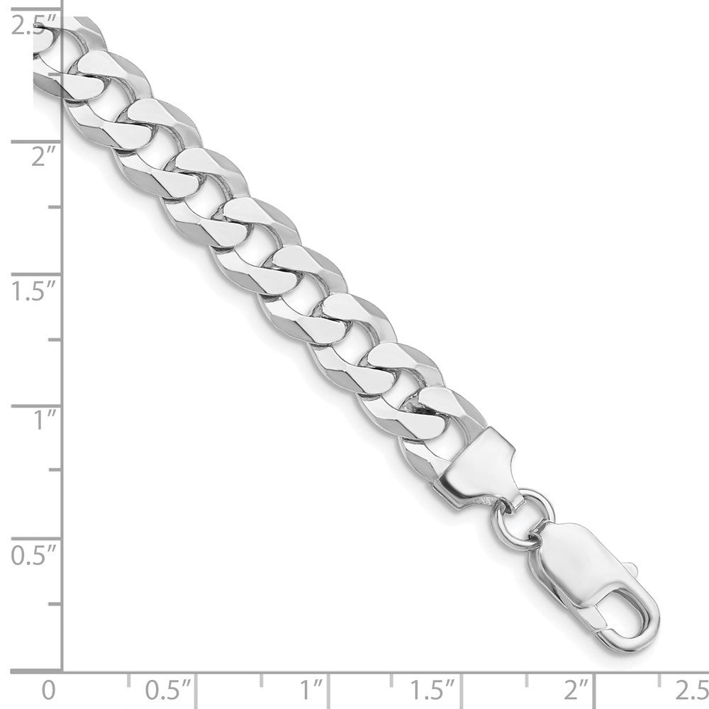 Sterling Silver Rhodium-plated 8.5mm Flat Curb Chain Bracelet