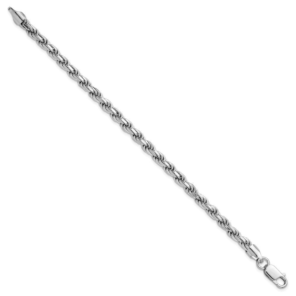 Sterling Silver Rhodium-plated 4.6mm Diamond-cut Rope Chain Bracelet