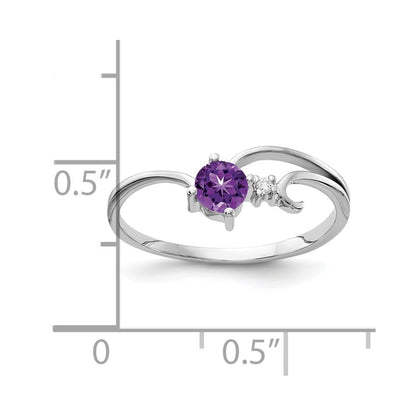 14k White Gold 4mm Amethyst AA Diamond ring