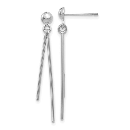14k White Gold Polished Dangle Earrings