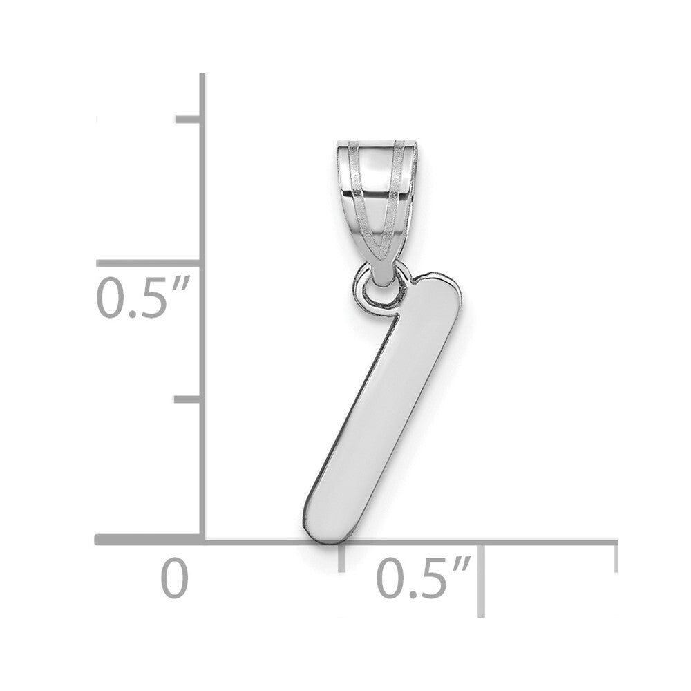 14k White Gold Polished Bubble Letter I Initial Pendant for Women