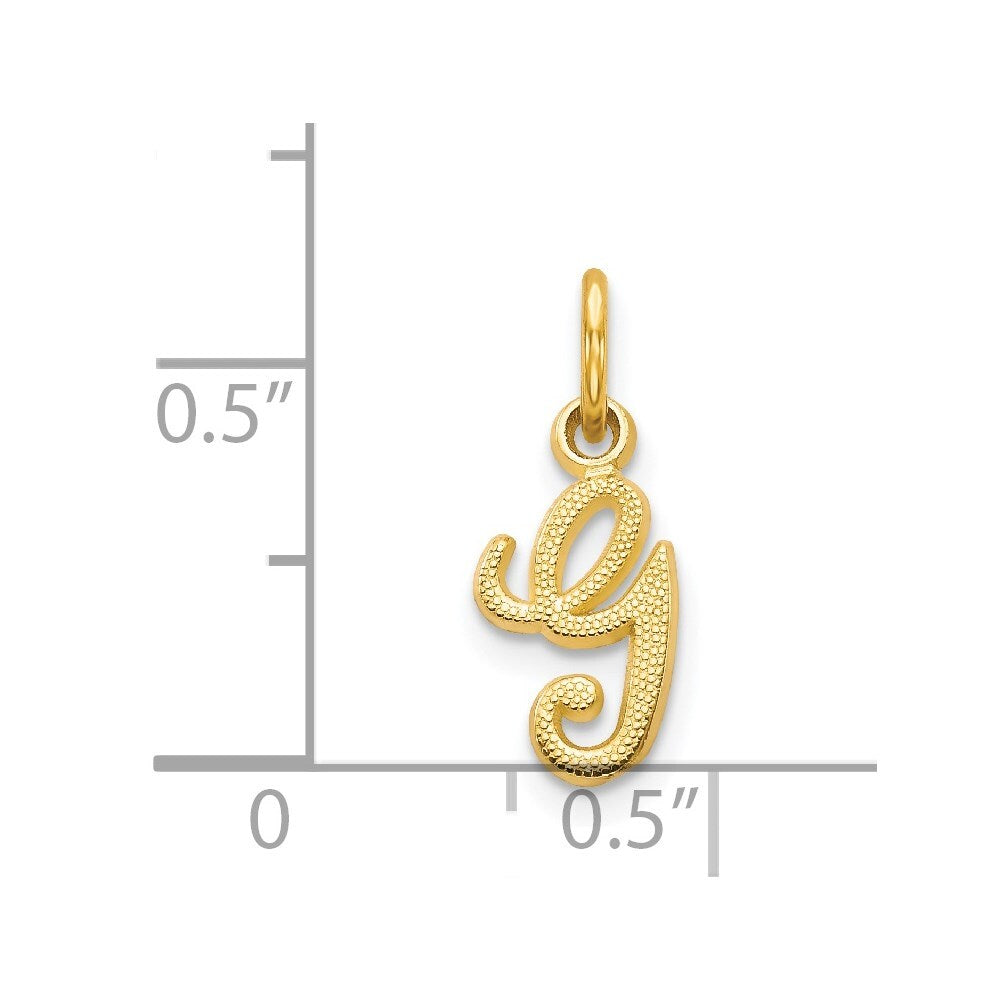 14k Yellow Gold Script Letter G Initial Charm Pendant for Women