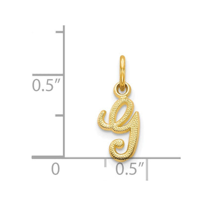 14k Yellow Gold Script Letter G Initial Charm Pendant for Women