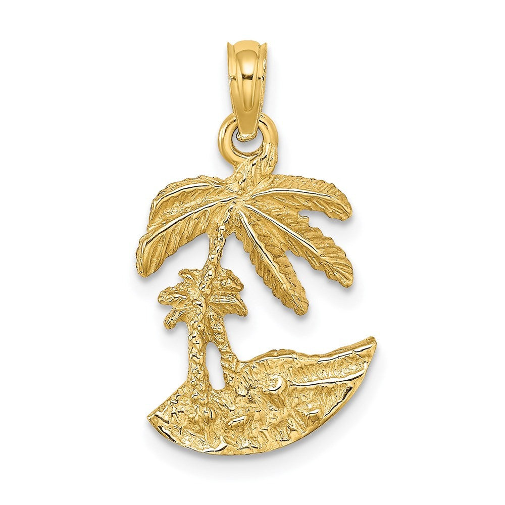 14k Yellow Gold 2-D Palm Trees On Island Charm