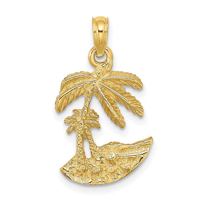 14k Yellow Gold 2-D Palm Trees On Island Charm