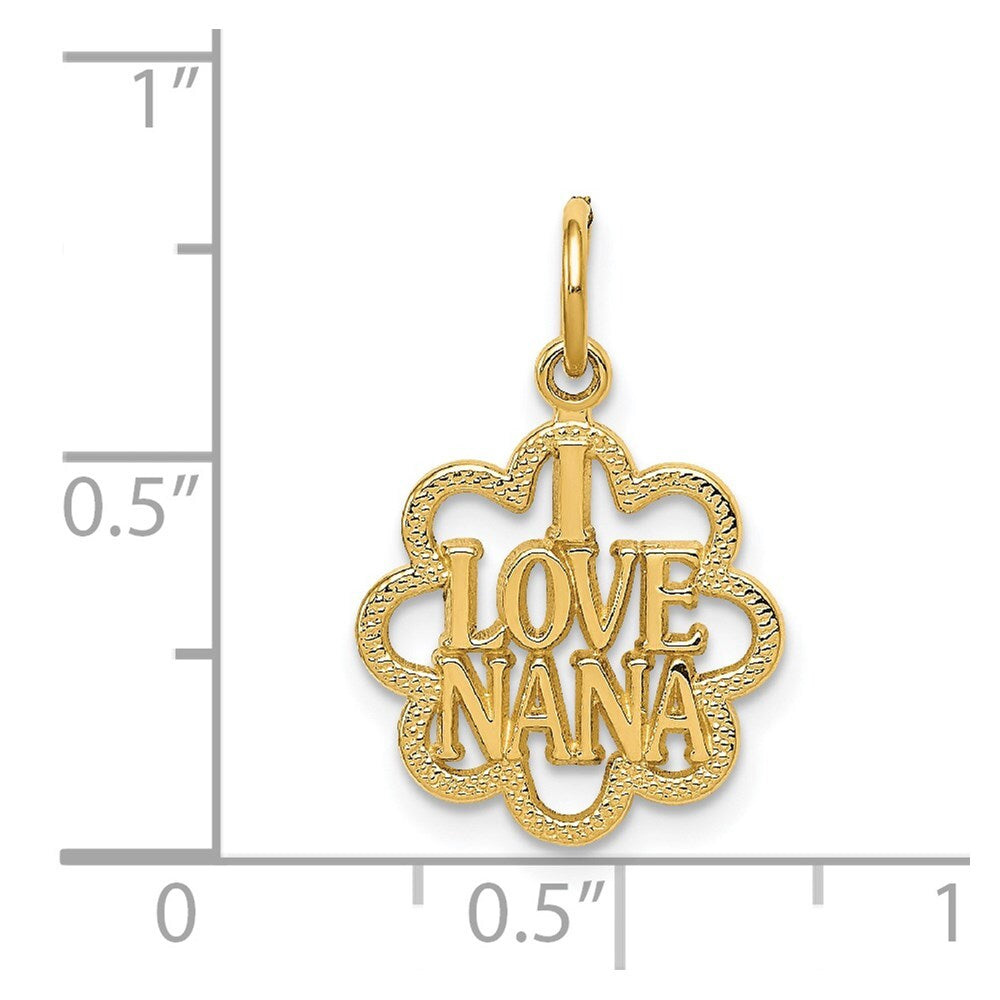 14k Yellow Gold I LOVE NANA Charm Pendant for Women
