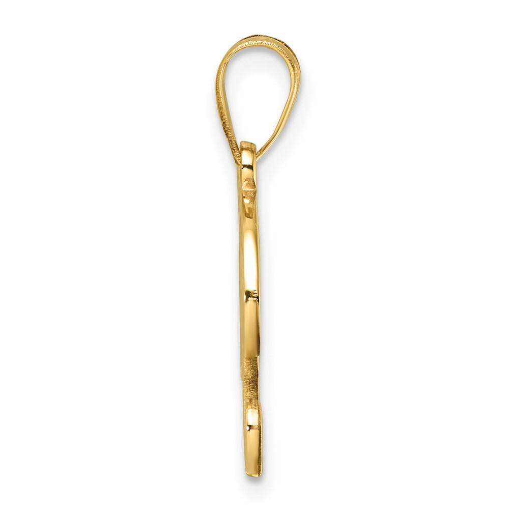 14k Yellow Gold Script Letter F Initial Pendant for Women