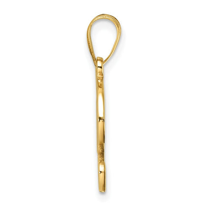 14k Yellow Gold Script Letter F Initial Pendant for Women
