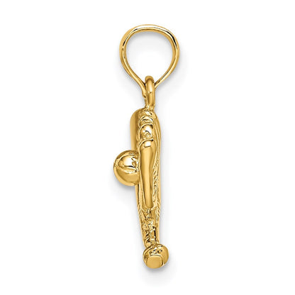 14k Yellow Gold Baseball, Bat and Glove Charm