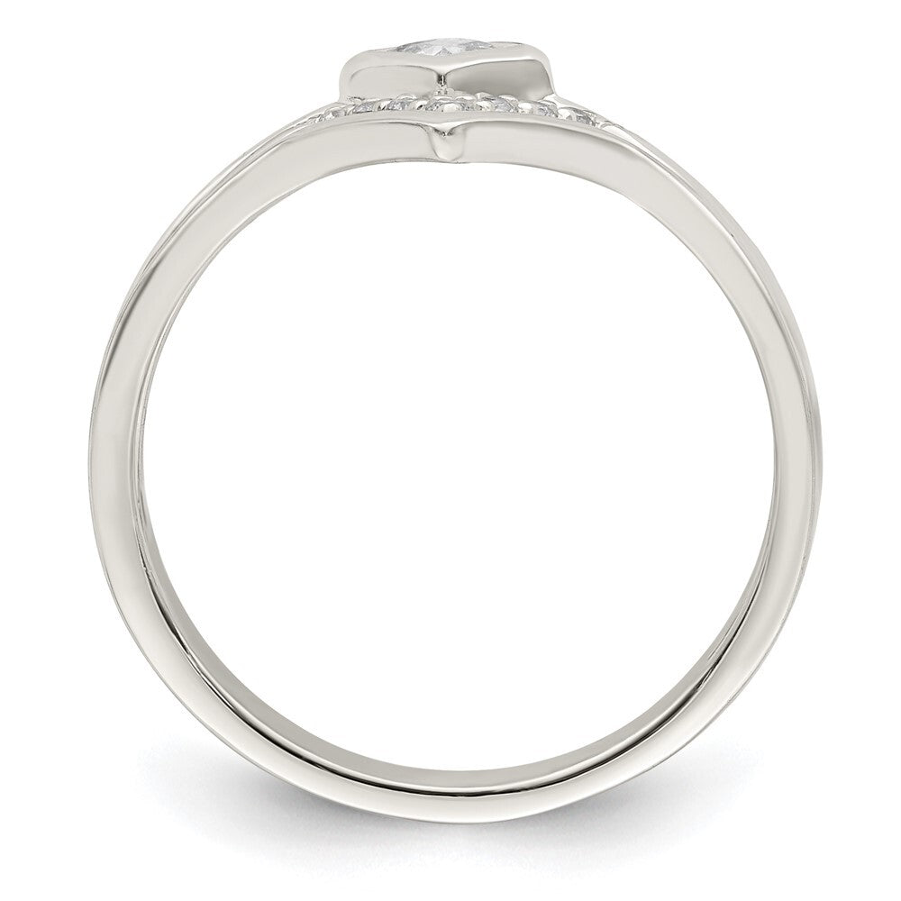 Sterling Silver Polished Square CZ 3 Ring Set Size 7