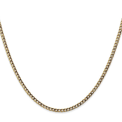 14k Yellow Gold 26 inch 2.5mm Semi-Solid Curb with Lobster Clasp Chain