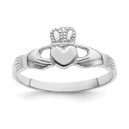 14k White Gold Polished Claddagh Ring Size 7