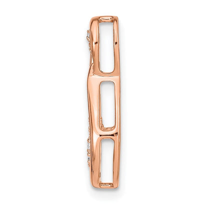 14k Rose Gold Polished Diamond Double Teardrop Chain Slide Pendant for Women