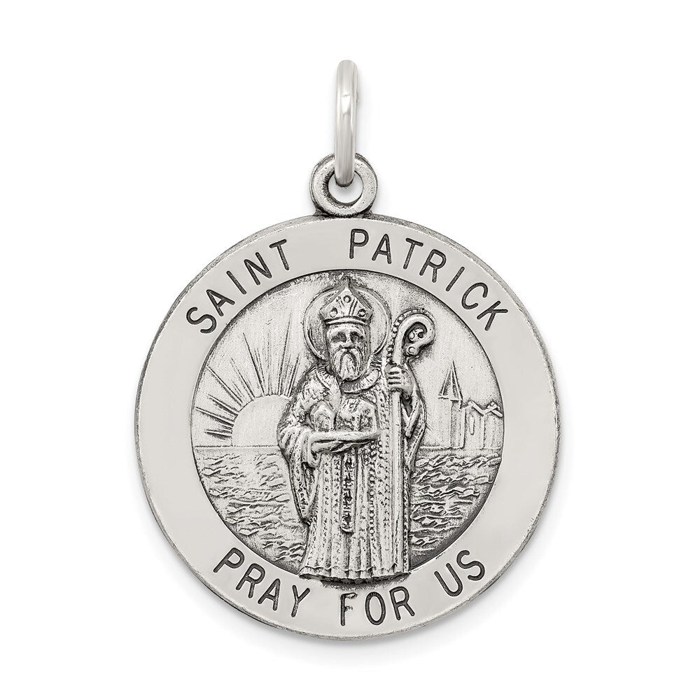 Sterling Silver Antiqued Saint Patrick Medal Pendant