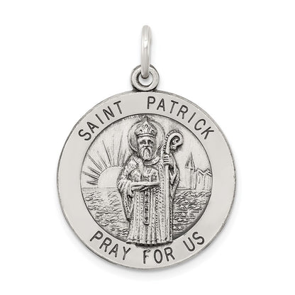 Sterling Silver Antiqued Saint Patrick Medal Pendant